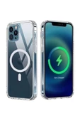 Iphone 13 Kılıf Kamera Lens Korumalı Magsafe Destekli Şeffaf Darbe Emici Sert Kapak - 1