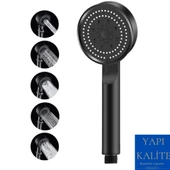 Turbo Fan 5 Fonksiyonlu Su Tasarruflu Duş Başlığı Turbo El Duşu Siyah thumbnail 2