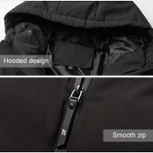 Unisex Akıllı Sabit Sıcaklık USB Isıtma Kapşonlu Pamuklu Ceket - 3