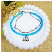 Mavi Kesme Boncuk - Dorika Zincir - Fil Aparat Kadın Halhal - 1