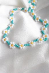 Zariass Maisy Boncuk Papatya Kolye Mavi - 1