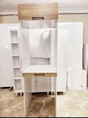 MDF (SAFİR MEŞE) DİCLE BEYAZ ÇAMAŞIR MAKİNESİ VE KURUTMA MAKİNESİ DOLABI - 1