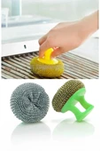 Tutacaklı Paslanmaz Çelik Top Bulaşık Ovma Teli Bulaşık Temizleme Fırçası Yıkama Süngeri thumbnail 3