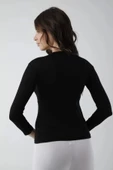 Vivaldi Kadın Siyah Uzun Kol Bisiklet Yaka Body Likralı 352 thumbnail 3