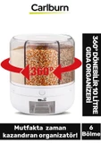 Özel Üretim Pratik Depolama Baharat Bakliyat 6 Bölmeli 360° Dönebilir 10 Litre Gıda Organizeri - 1