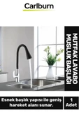 Özel Üretim Yüksek Kaliteli Esnek Paslanmaz Çelik Siyah Gövde Mutfak Lavabo Musluk Başlığı - 1