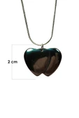 Hematit Doğal Taşı Zincirli El Yapımı Kolye Uç: 2 cm Zincir: 20 cm Kutulu thumbnail 2