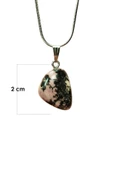 Rodonit Doğal Taşı Zincirli El Yapımı Kolye Uç: 2 cm Zincir: 20 cm Kutulu thumbnail 2