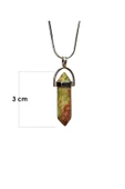 Unakit Doğal Taşı Zincirli El Yapımı Kolye Uç: 3 cm Zincir: 20 cm Kutulu thumbnail 2