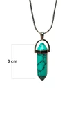 Turkuaz Doğal Taşı Zincirli El Yapımı Kolye Uç: 3 cm Zincir: 20 cm Kutulu thumbnail 2