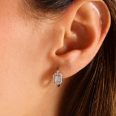 Beyaz Altın Baget Küpe J Model - 1