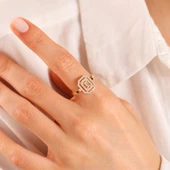 Sarı Altın Baget Yüzük Baguetta thumbnail 1