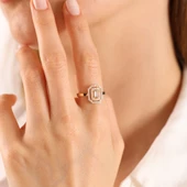 Sarı Altın Baget Yüzük Baguetta thumbnail 2