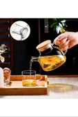 Bambu Kapaklı Borosilikat Cam Demlik 1000ml Royaleks-CM-2000 - 4