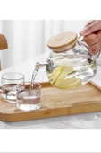Bambu Kapaklı Borosilikat Cam Demlik 1000ml Royaleks-CM-2000 - 3