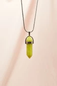 Peridot Doğal Taşı Zincirli El Yapımı Tasarımlı Kolye Uç: 3,5 cm Zincir: 20 cm Kutulu thumbnail 1