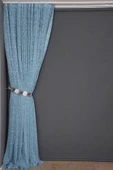 ÖRÜMCEK TÜL MAVİ RENK TEK KANAT Hazır dikilmiş Pileli Fon Perde 300*260 cm thumbnail 6