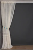 X MODEL KREM RENK TEK KANAT Dikilmiş Pileli Fon Perde 300*260 Cm thumbnail 6