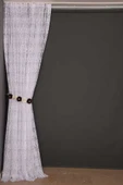ŞAL MODEL KIRIK BEYAZ RENK TEK KANAT Hazır dikilmiş Pileli Fon Perde 300*260 cm thumbnail 6