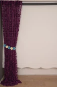 VAKKO  MODEL MOR RENK İP PERDE HAZIR DÜĞMELERİ DİKİLMİŞ İP PERDE 300*270 cm thumbnail 6