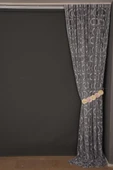VAKKO  MODEL GRİ RENK İP PERDE HAZIR DÜĞMELERİ DİKİLMİŞ İP PERDE 300*270 cm thumbnail 7
