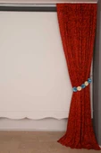 SULTAN 2 MODEL KIRMIZI RENK TEK KANAT Hazır dikilmiş Pileli Fon Perde 300*260 cm thumbnail 7