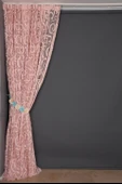 AY MODELİ PUDRA RENK TEK KANAT Hazır Dikilmiş Pileli Fon Perde 300*260 Cm thumbnail 5