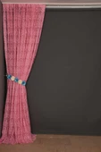 ŞAL MODEL PEMBE RENK TEK KANAT Hazır dikilmiş Pileli Fon Perde 300*260 cm thumbnail 5