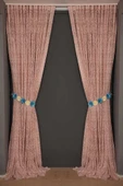 ŞAL MODEL PUDRA RENK TEK KANAT Hazır dikilmiş Pileli Fon Perde 300*260 cm thumbnail 8