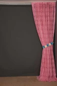 ŞAL MODEL PEMBE RENK TEK KANAT Hazır dikilmiş Pileli Fon Perde 300*260 cm thumbnail 6