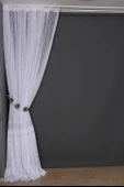 X MODEL BEYAZ RENK TEK KANAT Dikilmiş Pileli Fon Perde 300*260 Cm thumbnail 7