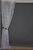 AY MODELİ GRİ RENK TEK KANAT Hazır Dikilmiş Pileli Fon Perde 300*260 Cm thumbnail 5