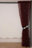 VAKKO ÇİFT RENK KIRMIZI İP PERDE HAZIR DÜĞMELERİ DİKİLMİŞ İP PERDE 300*250 cm thumbnail 7