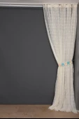 KUŞ MODEL KREM RENK TEK KANAT Dikilmiş Pileli Fon Perde 300*260 Cm thumbnail 8