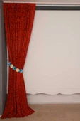 SULTAN 2 MODEL KIRMIZI RENK TEK KANAT Hazır dikilmiş Pileli Fon Perde 300*260 cm thumbnail 6