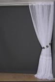 X MODEL BEYAZ RENK TEK KANAT Dikilmiş Pileli Fon Perde 300*260 Cm thumbnail 5