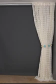HALKALI KREM RENK TEK KANAT Dikilmiş Pileli Fon Perde 300*260 Cm thumbnail 8