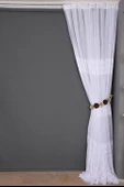 GEOMETRİK BEYAZ RENK TEK KANAT Dikilmiş Pileli Fon Perde 300*260 Cm thumbnail 7