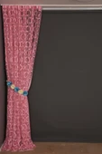 VAKKO  MODEL PEMBE RENK İP PERDE HAZIR DÜĞMELERİ DİKİLMİŞ İP PERDE 300*270 cm thumbnail 6