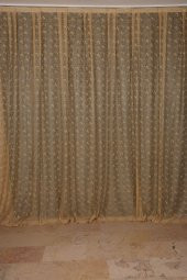 KUŞ MODEL GOLD RENK TEK KANAT Dikilmiş Pileli Fon Perde 300*260 Cm - 1