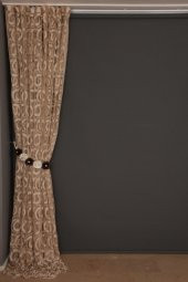 VAKKO  MODEL VİZON RENK İP PERDE HAZIR DÜĞMELERİ DİKİLMİŞ İP PERDE 300*270 cm - 6