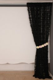 VAKKO  MODEL SİYAH RENK İP PERDE HAZIR DÜĞMELERİ DİKİLMİŞ İP PERDE 300*270 cm - 7