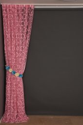 VAKKO  MODEL PEMBE RENK İP PERDE HAZIR DÜĞMELERİ DİKİLMİŞ İP PERDE 300*270 cm - 6