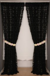 VAKKO  MODEL SİYAH RENK İP PERDE HAZIR DÜĞMELERİ DİKİLMİŞ İP PERDE 300*270 cm - 8