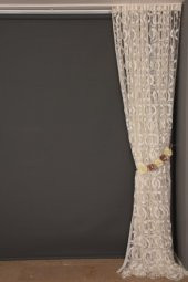 VAKKO  MODEL KREM RENK İP PERDE HAZIR DÜĞMELERİ DİKİLMİŞ İP PERDE 300*270 cm - 7