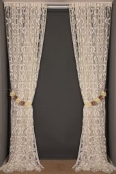 VAKKO  MODEL KREM RENK İP PERDE HAZIR DÜĞMELERİ DİKİLMİŞ İP PERDE 300*270 cm - 8