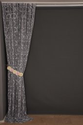 VAKKO  MODEL GRİ RENK İP PERDE HAZIR DÜĞMELERİ DİKİLMİŞ İP PERDE 300*270 cm - 6