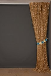 VAKKO  MODEL GOLD RENK İP PERDE HAZIR DÜĞMELERİ DİKİLMİŞ İP PERDE 300*270 cm - 7