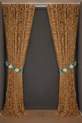 VAKKO  MODEL GOLD RENK İP PERDE HAZIR DÜĞMELERİ DİKİLMİŞ İP PERDE 300*270 cm - 8