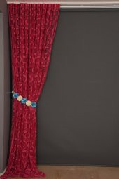 VAKKO  MODEL FUŞYA RENK İP PERDE HAZIR DÜĞMELERİ DİKİLMİŞ İP PERDE 300*270 cm - 6